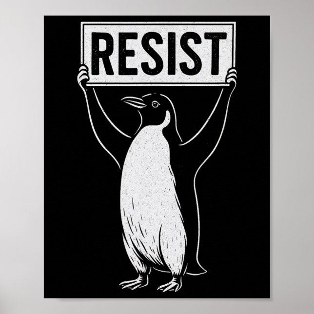 Funny Resist Penguin Activism Graphic Design Vinta Poster (Vorne)