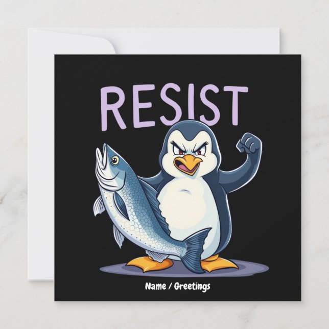 Funny Resist Pinguin Protest gegen Zölle Einladung (Vorderseite)