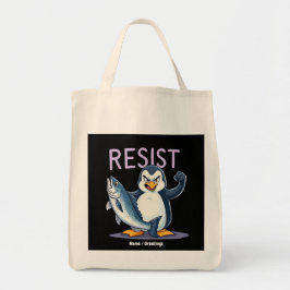 Funny Resist Pinguin Protest gegen Zölle Tragetasche