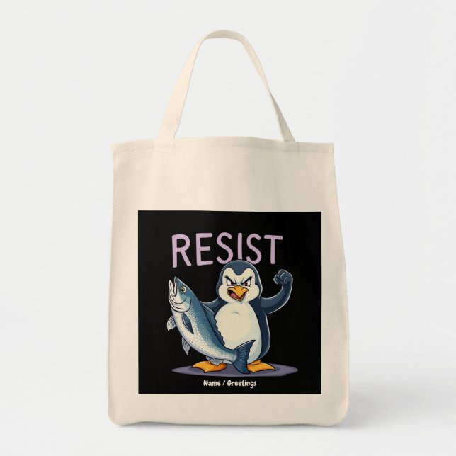 Funny Resist Pinguin Protest gegen Zölle Tragetasche (Vorne)