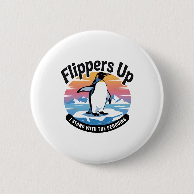 Funny Resist Pinguins Protest gegen Zölle 2 Button (Vorderseite)