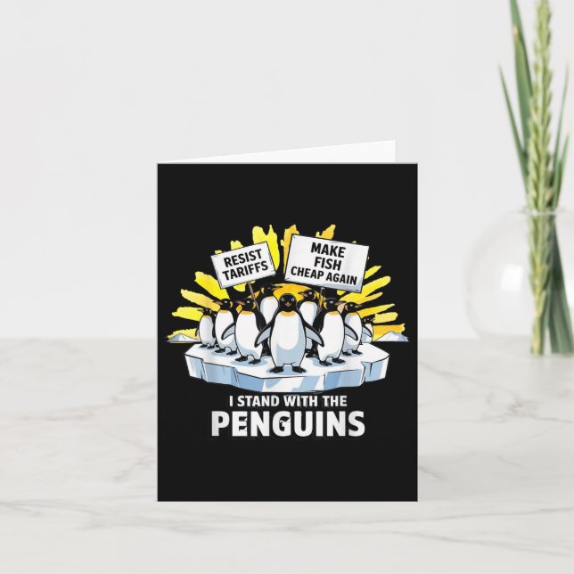 Funny Resist Pinguins Protest gegen Zölle Karte (Vorderseite)