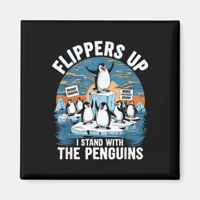 Funny Resist Pinguins Protest gegen Zölle Magnet (Vorne)