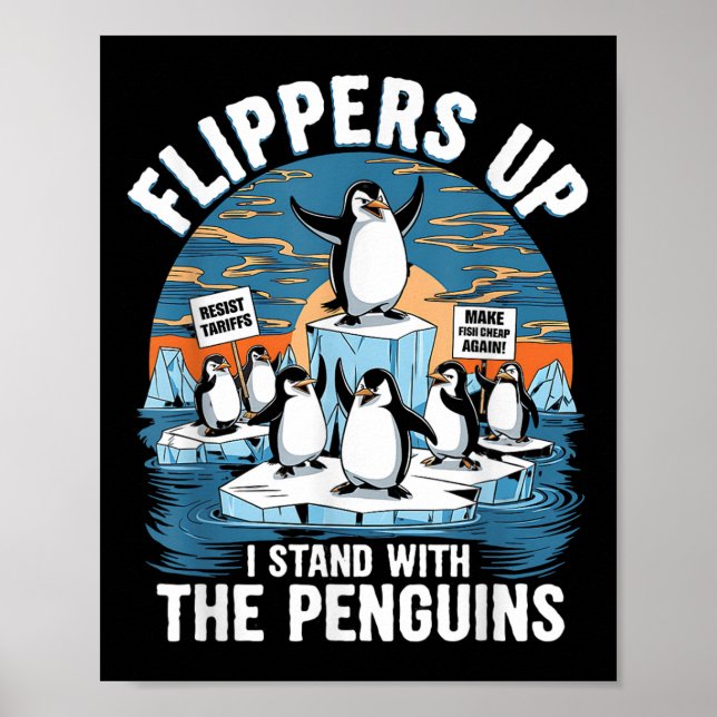Funny Resist Pinguins Protest gegen Zölle Poster (Vorne)