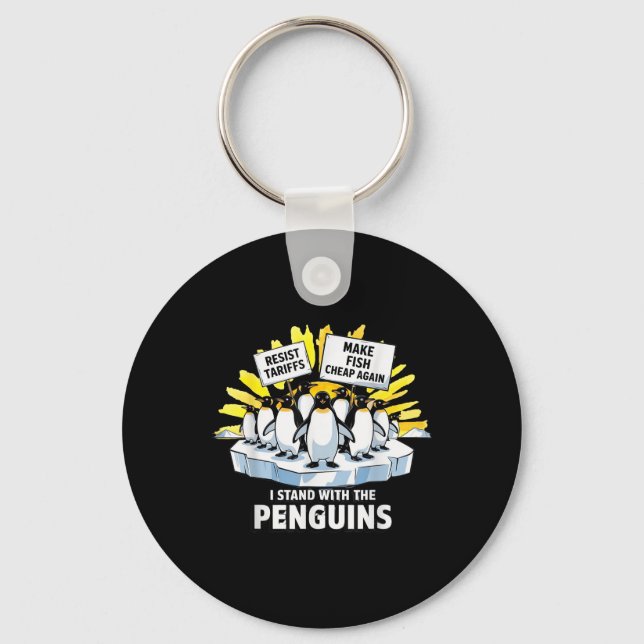 Funny Resist Pinguins Protest gegen Zölle Schlüsselanhänger (Vorderseite)