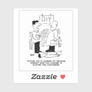 Funny Retail Store Cartoon. Aufkleber