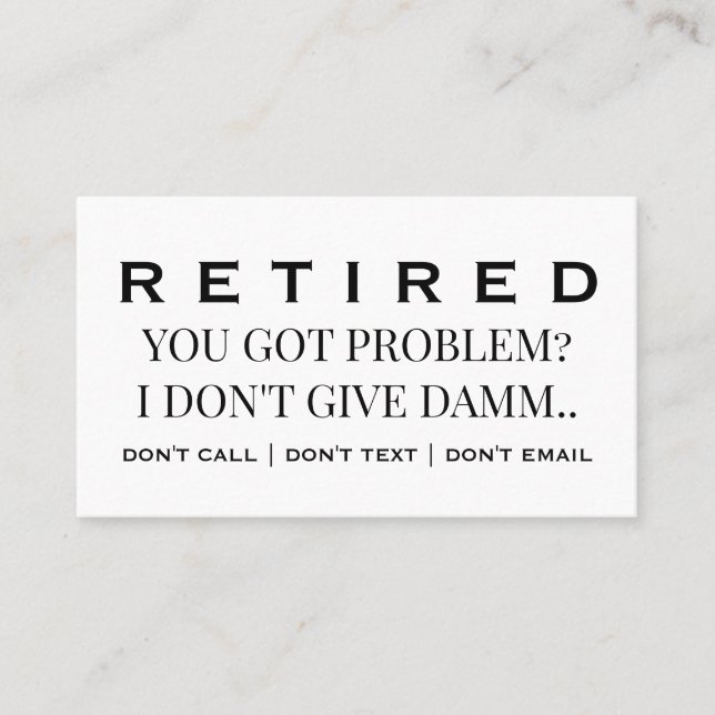 Funny Retired Profession Gag Retirement  Visitenkarte (Vorderseite)