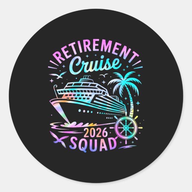 Funny Retirement Cruise 2026 Squad Tie Dye Retired Runder Aufkleber (Vorderseite)