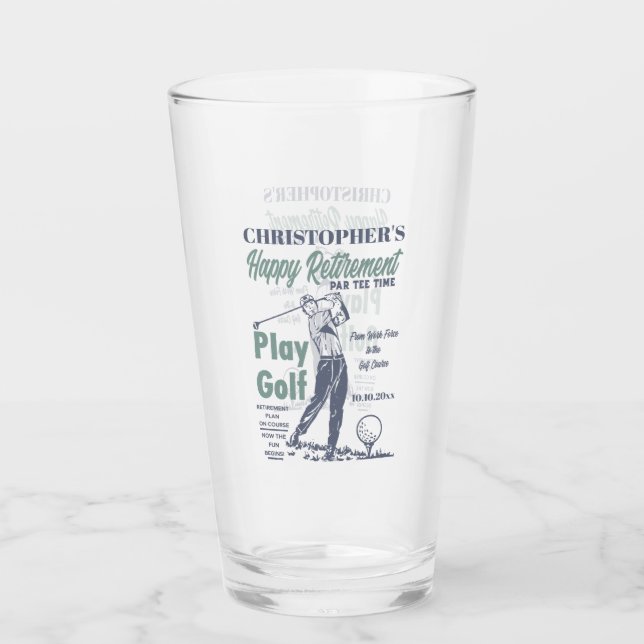 Funny Retirement Golfer Thema Retro Golf Glas (Vorderseite)