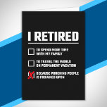 Funny Retirement - I'm Retired - Happy Retirement Karte<br><div class="desc">This funny retirement sogar design is perfect for a Happy Retirement for your co-worker, Angestellte, Manager, Supervisor Boss. Everyone that has had ever had a job that involves working with other people will love this funny retirement joke! Feature "I Retired Beursache Punching People is Frowned Upon" Whether you're planning retirement,...</div>