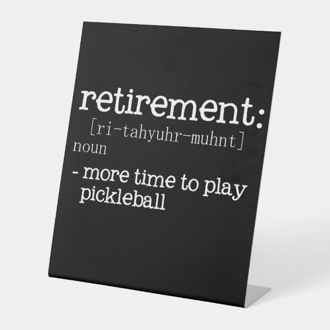 Funny Retirement Pickleball Definition Sockelschild (Vorderseite)