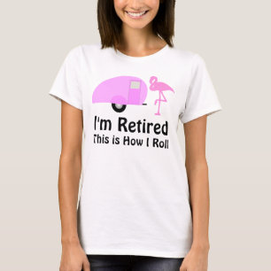 Funny Retirement Pink Flamingo Retro Camper T-Shirt