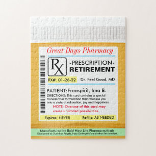 Funny Retirement Prescription RX Puzzle