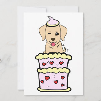 Funny Retriever Hund springt aus einem Kuchen Feiertagskarte