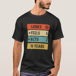 Funny Retro 16. Geburtstag 16 Jahre alt Geboren im T-Shirt