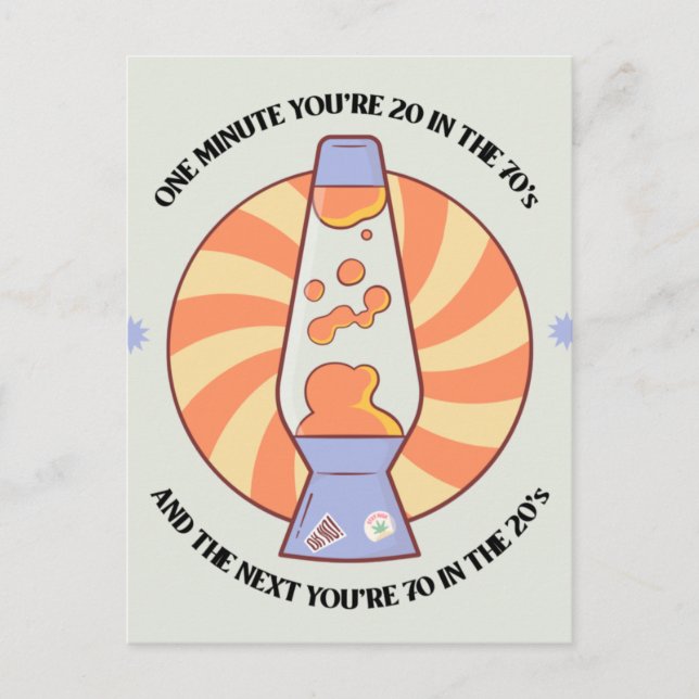 Funny Retro 70er Postkarte (Vorderseite)