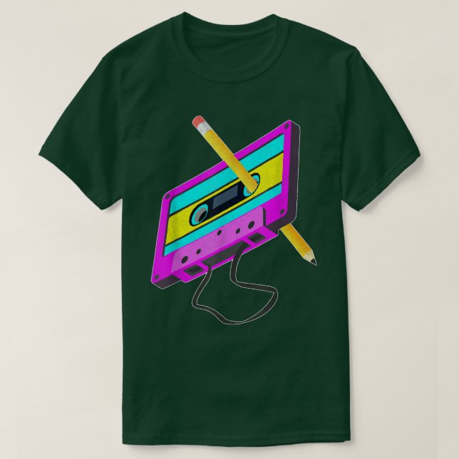 Funny Retro 80er Cassette Tape Stift Rücken Mus T-Shirt (Design vorne)