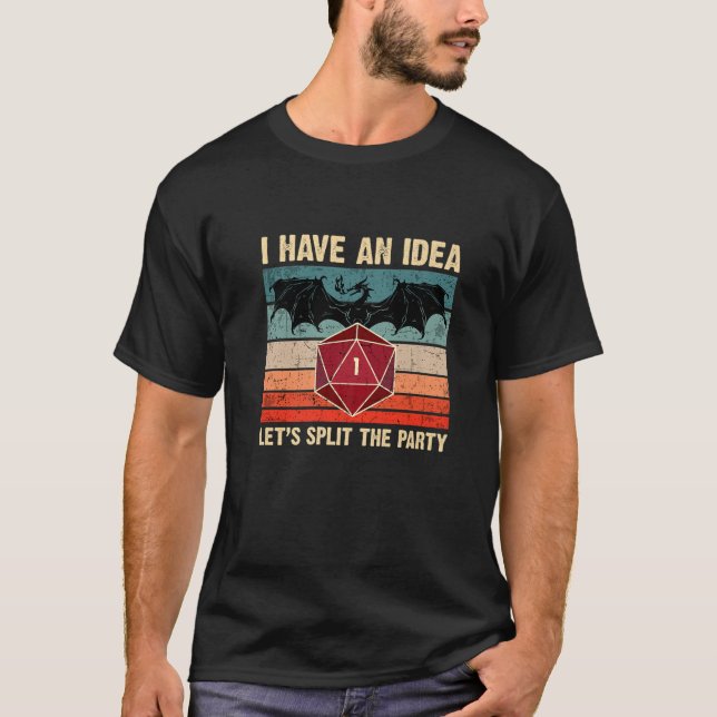 Funny Retro 80er Split Das Party - Dragon D20 T-Shirt (Vorderseite)