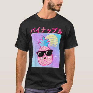 Funny Retro 90er japanische Kawaii Ananas mit Sun T-Shirt