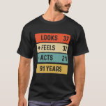 Funny Retro 91St Birthday 91 Years Old Born In 193 T-Shirt<br><div class="desc">Funny Retro 91. Geburtstag 91 Jahre alt Geboren 1931</div>