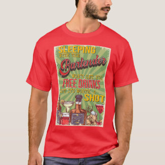 Funny Retro Abzeichen Style Schlafen mit Barkeeper T-Shirt