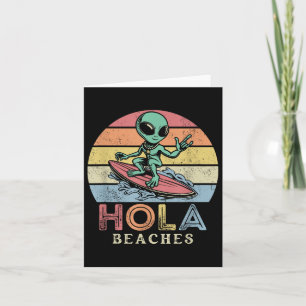 Funny Retro Alien Surfer Holen Strand Sonnenunterg Karte