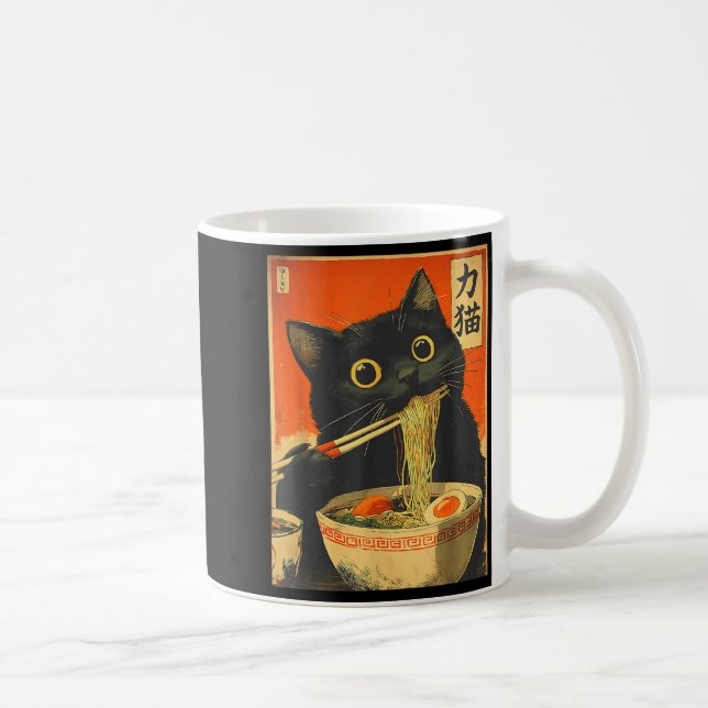 Funny Retro Anime Cat Ramen Japanese Cat Graphic A Kaffeetasse (Rechts)