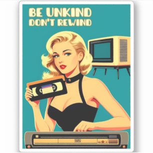 Funny Retro Art 80er Don't Rewind VHS Tape Aufkleber