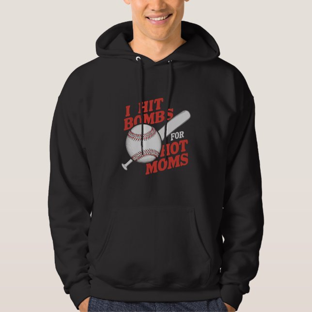 Funny Retro Baseball ich treffen Bomben für heiße  Hoodie (Vorderseite)