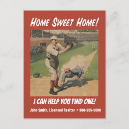 Funny Retro Baseball Realtor Marketing Postkarte