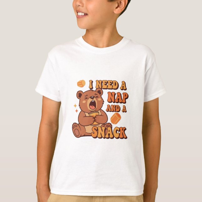 Funny Retro Bear Nap Time Kids T-Shirt (Vorderseite)