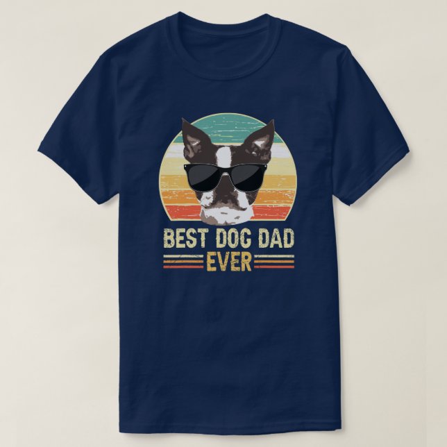 Funny Retro Best Dog Dad Ever Dog with Sunglasses T-Shirt (Design vorne)