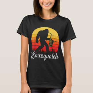 Funny Retro Bigfoot Silhouette Saxophon Bigfo T-Shirt