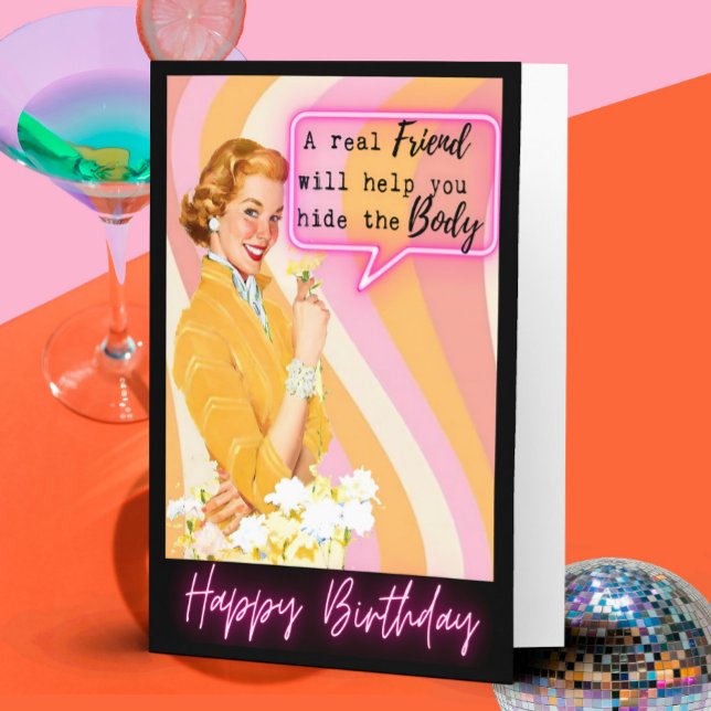 Funny Retro Birthday Card Best Friend-Sassy-Body Karte (Von Creator hochgeladen)
