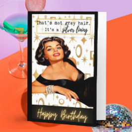 Funny Retro Birthday Card Best Friend-Sassy-Silver Karte