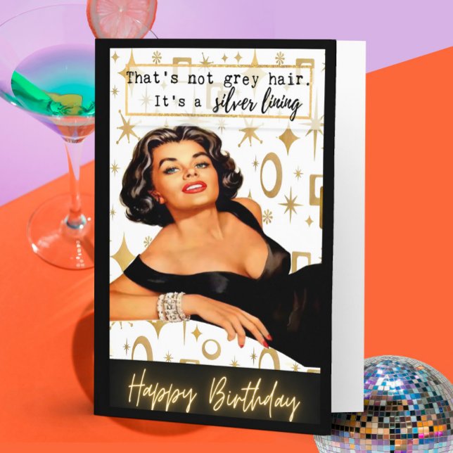 Funny Retro Birthday Card Best Friend-Sassy-Silver Karte (Von Creator hochgeladen)