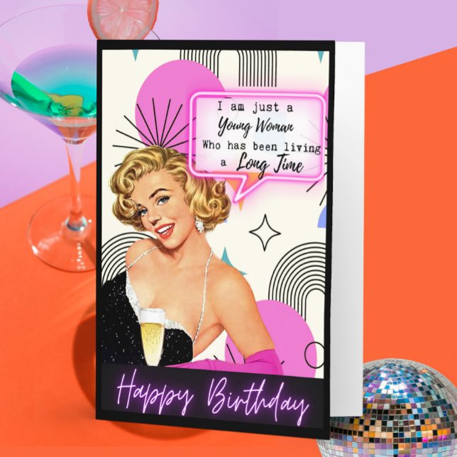 Funny Retro Birthday Card Best Friend -Sassy Young Karte (Von Creator hochgeladen)
