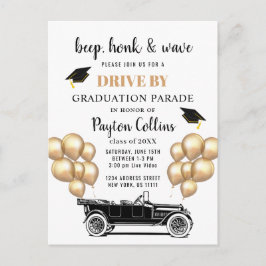 Funny Retro Car DRIVE by Graduation Party Einladun Postkarte