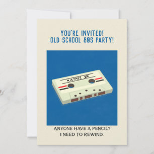 Funny Retro Cassette Rückwind mit einem Stift Einladung