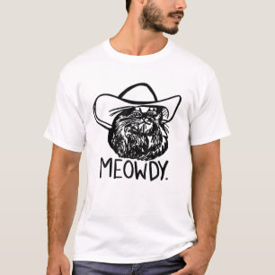Funny Retro Cat Cowboy Meowdy Western Country Cat T-Shirt