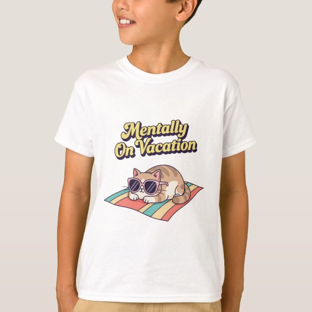 Funny Retro Cat Vacation Kids T-Shirt (Vorderseite)