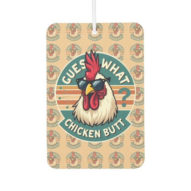  Funny Retro Chicken Butt Joke Design Autolufterfrischer (Vorderseite)