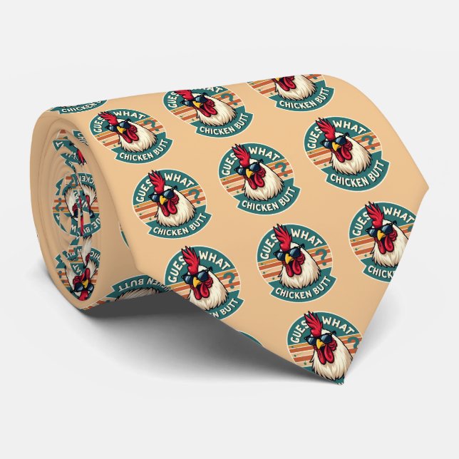  Funny Retro Chicken Butt Joke Design Krawatte (Gerollt)