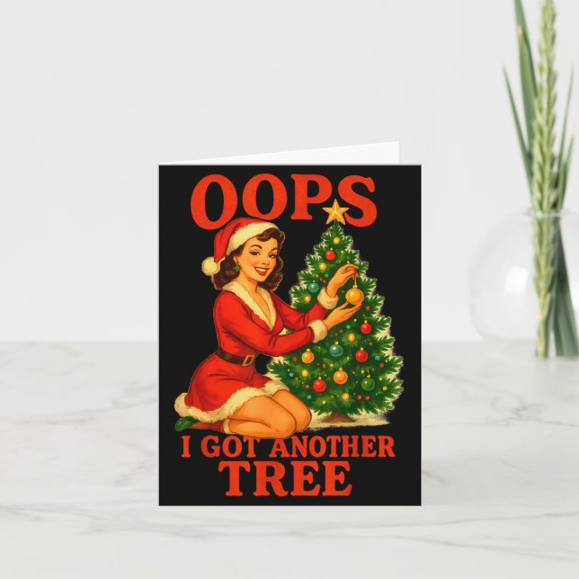 Funny Retro Christmas Oops I Got Another Tree  Karte (Vorderseite)