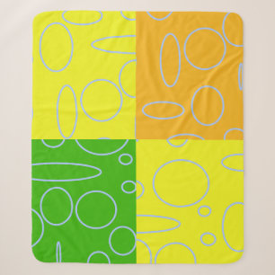 Funny Retro Circles Loops Quad Gelb Grün Orange Sherpadecke