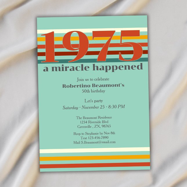 Funny Retro Colors 50th Birthday Party Einladung (Von Creator hochgeladen)