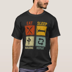 Funny Retro Design Männer Frauen essen Sleep Mahjo T-Shirt