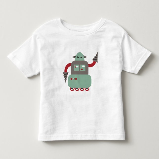 Funny Retro Driller Robot Kleinkind T-shirt (Vorderseite)