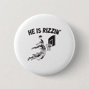 Funny Retro Er ist Rizzin Christlich Ostern spiele Button