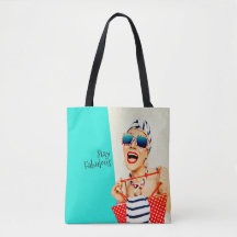 Funny Retro Fabulous Beach Lady in Sonnenbrille